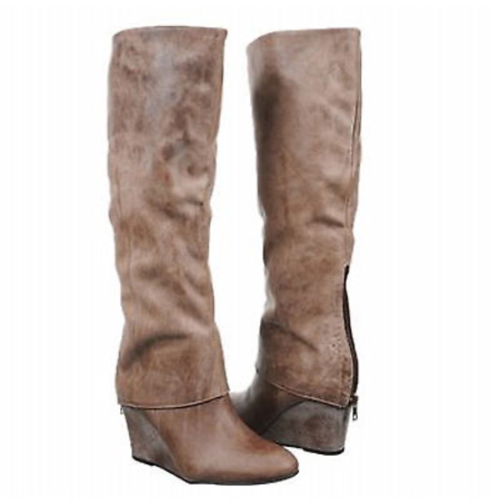 Steven By Steve Madden Maryn Distressed Stone Wedge Boots